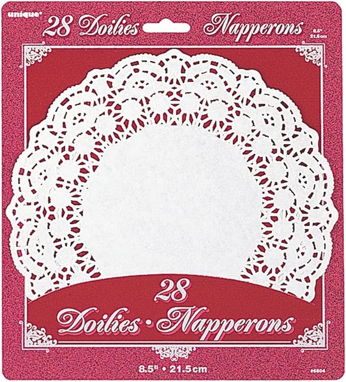Unique White 8.25" Doilies  28ct