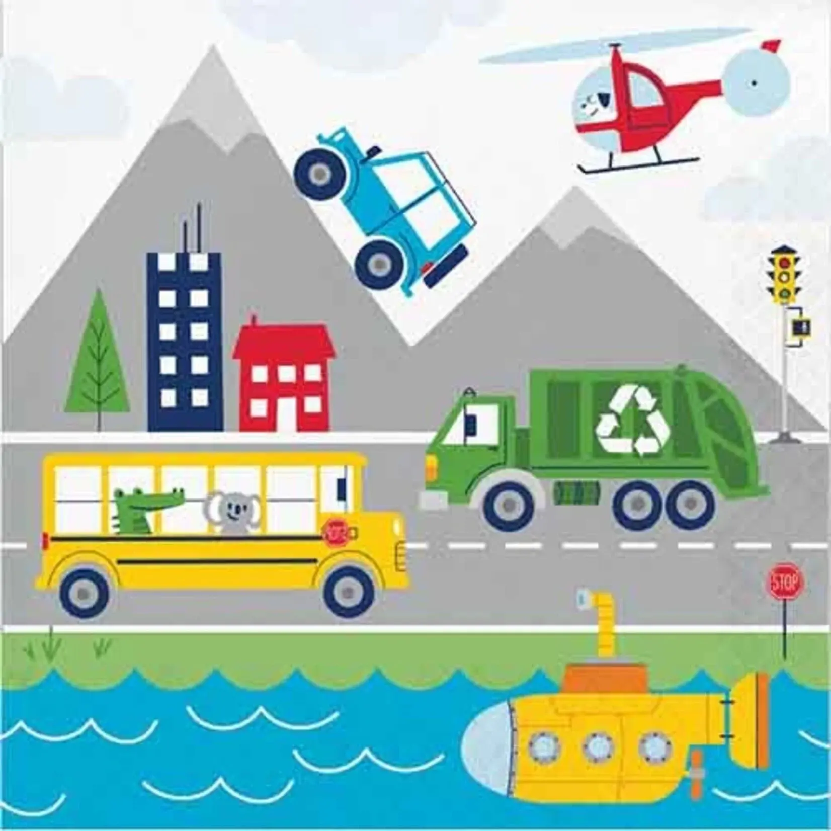 Creative Converting Transportation Time Lunch Napkin