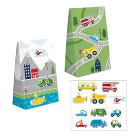 Creative Converting Transportation Time Treat Bags W/Stickers