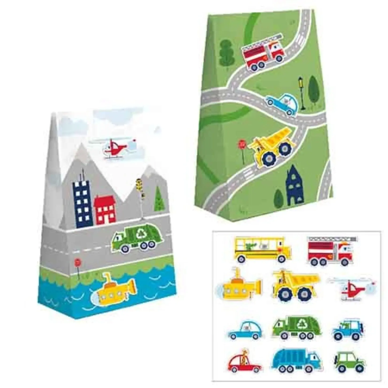 Creative Converting Transportation Time Treat Bags W/Stickers