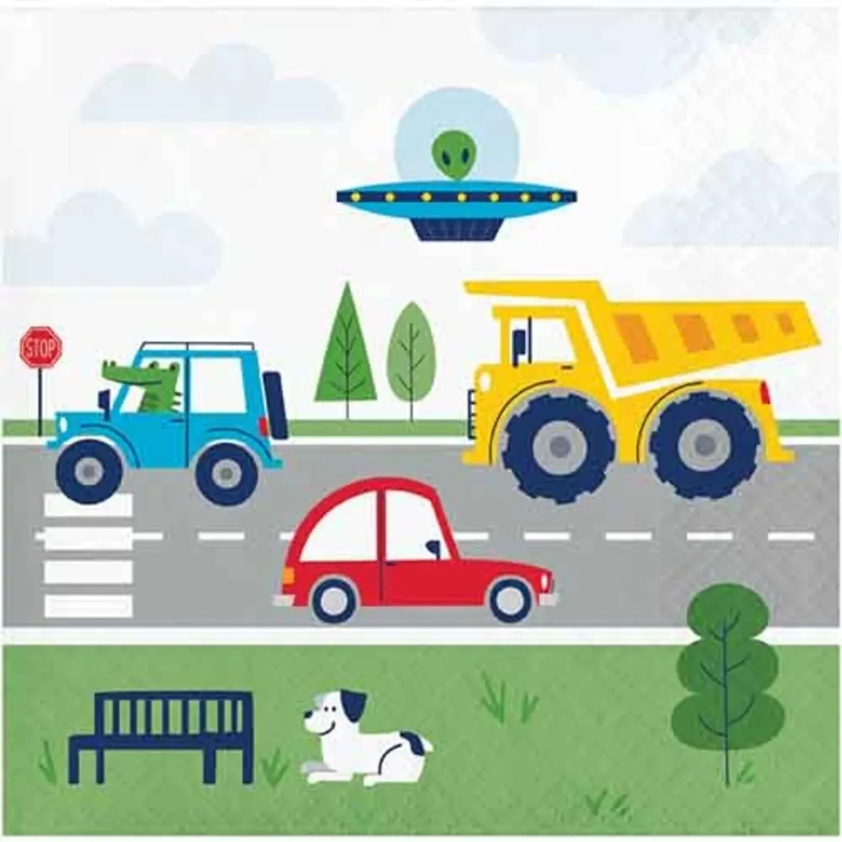 Creative Converting Transportation Time Beverage Napkin