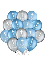 Communion Latex Balloon - Blue - 15 ct