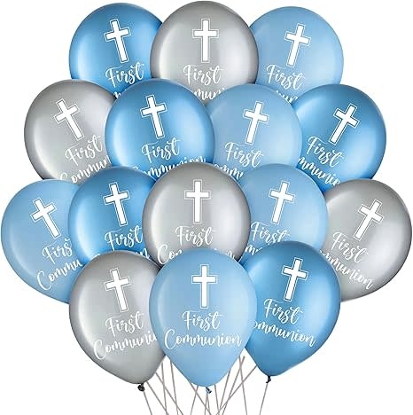 Communion Latex Balloon - Blue - 15 ct