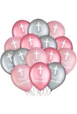 Communion Latex Balloon - Pink - 15 ct