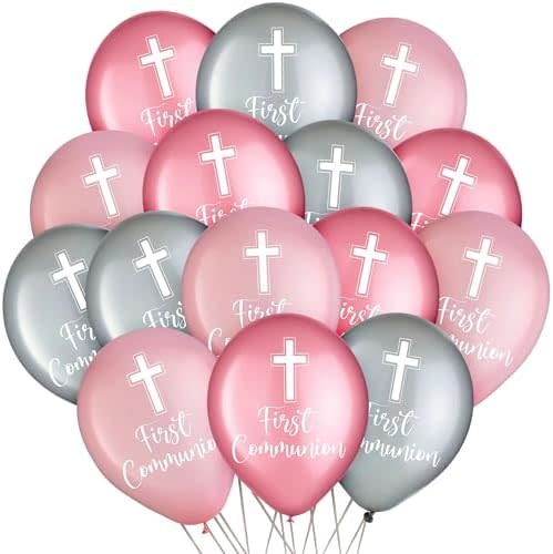 Communion Latex Balloon - Pink - 15 ct