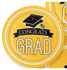 Creative Converting School Colors 7" Graduation Plates - Yellow