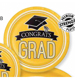 Creative Converting School Colors Graduation 9" Plate - School Bus Yellow