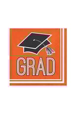 Creative Converting School Colors Graduation Beverage Napkins - Orange