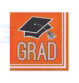 Creative Converting School Colors Graduation Beverage Napkins - Orange