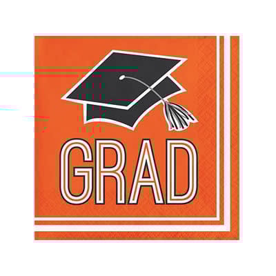 Creative Converting School Colors Graduation Beverage Napkins - Orange