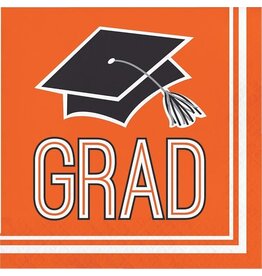 Creative Converting School Colors Graduation Luncheon Napkins - Orange