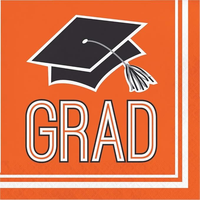 Creative Converting School Colors Graduation Luncheon Napkins - Orange