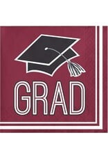 Creative Converting School Colors Graduation Beverage Napkins - Burgundy