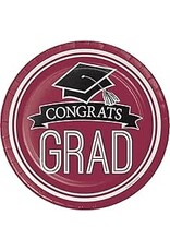 Creative Converting School Colors Graduation 9" Plate - Burgundy
