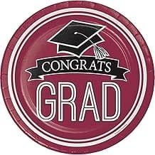 Creative Converting School Colors Graduation 9" Plate - Burgundy