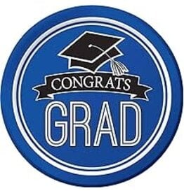 Creative Converting School Colors Graduation 7" Plates - Cobalt