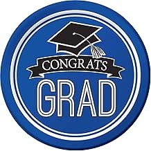Creative Converting School Colors Graduation 7" Plates - Cobalt