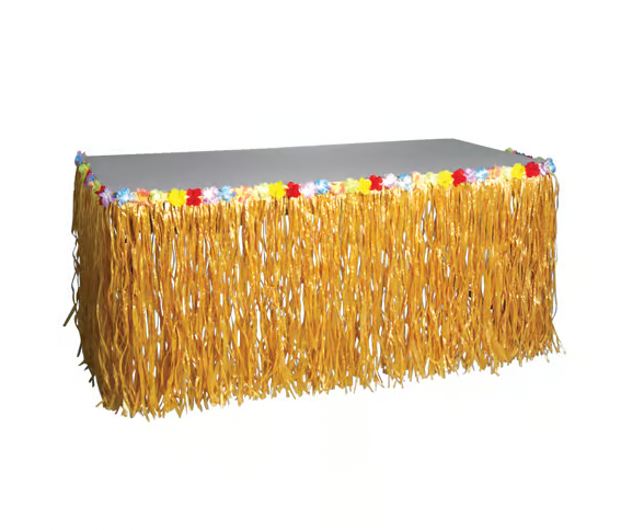 US Toy Natural Luau Table Skirt With Flowers