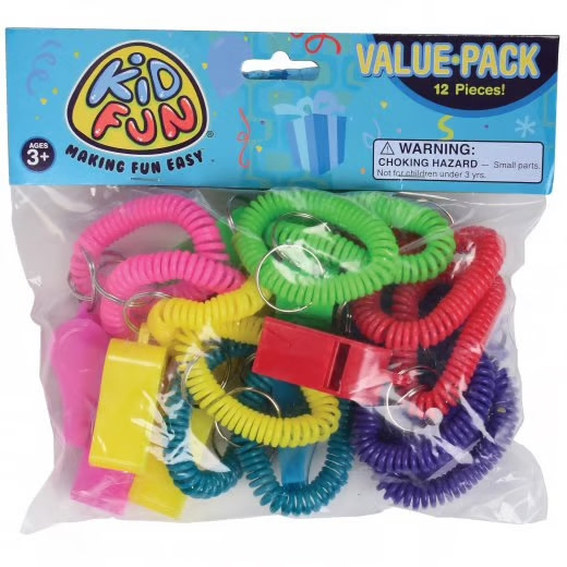 US Toy Coil Bracelet Whistle Key Chains