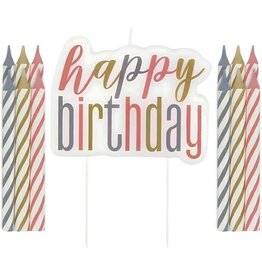 Unique Glitz Rose Gold "Happy Birthday" Pick Candle & Spiral Candle Set  13pc