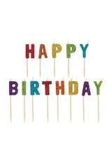 Unique Rainbow Glitter "Happy Birthday" Letter Pick Birthday Candles  13pc