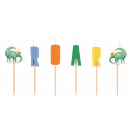 Unique Partying Dinosaurs "ROAR" Pick Birthday Candles 6ct