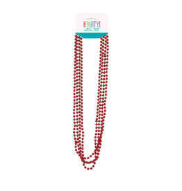 Unique Red Metallic Bead Necklaces 32"  4ct