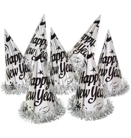 Creative Converting Silver Foil Party Hat With Tinsel