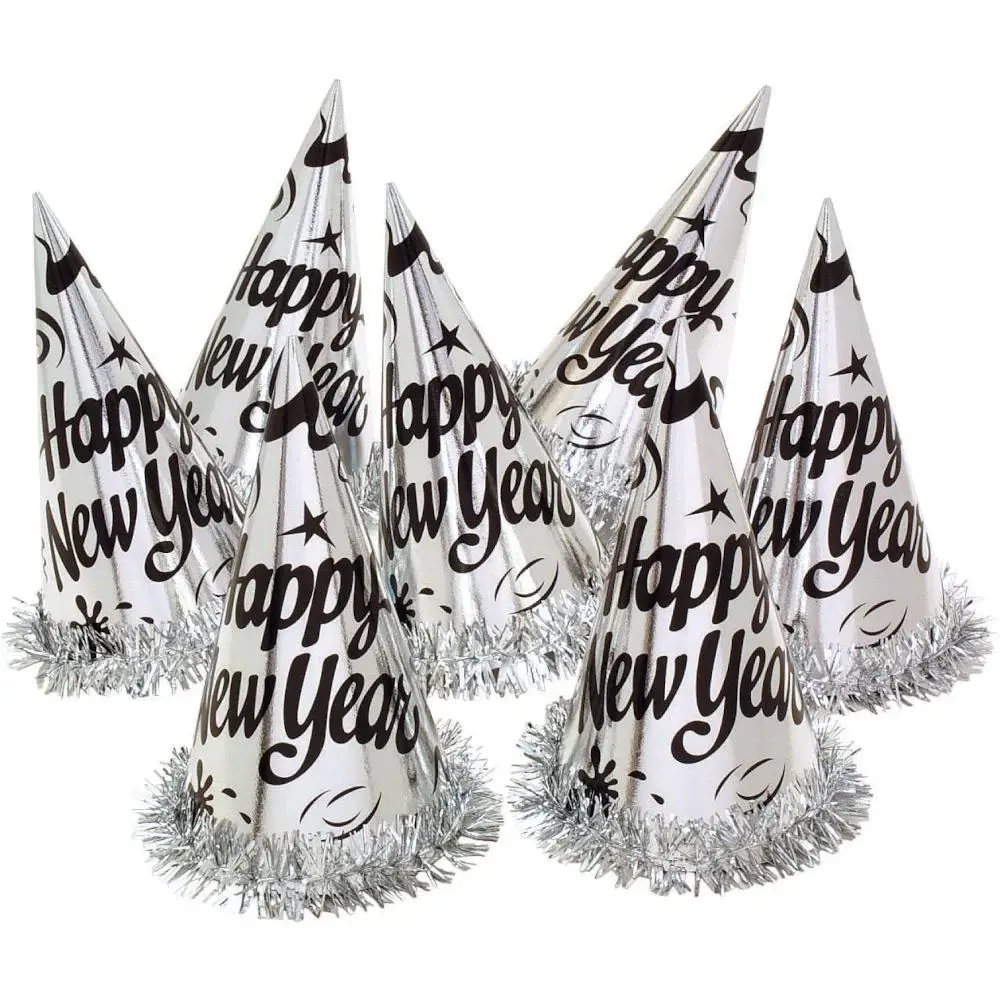 Creative Converting Silver Foil Party Hat With Tinsel
