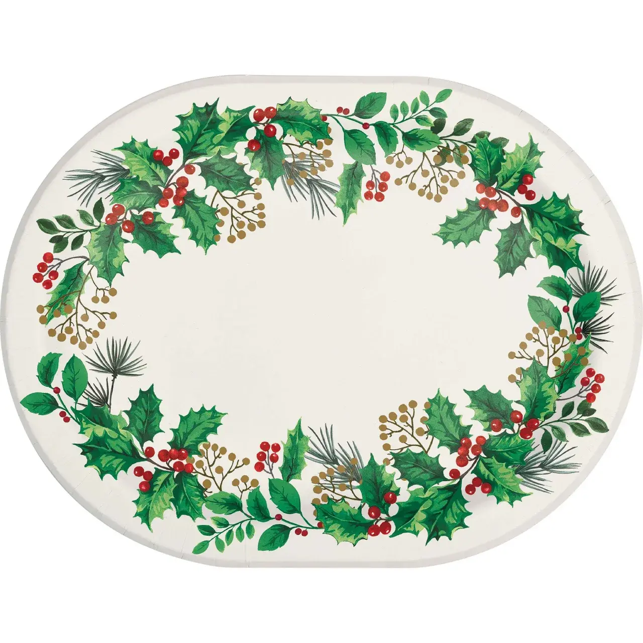 Creative Converting Holly Haven Oval 12" Paper Plate 8ct