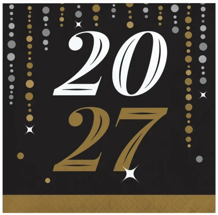 Creative Converting Dazzling Midnight "2027" Beverage Napkins 16ct