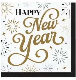 Creative Converting Dazzling Midnight "Happy New Year" Luncheon Napkins 16ct