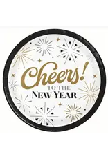 Creative Converting Dazzling Midnight "Cheers! To The New Year" 7" Paper Plate 8ct