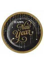 Creative Converting Dazzling Midnight "Happy New Year" 9" Paper Plate 8ct