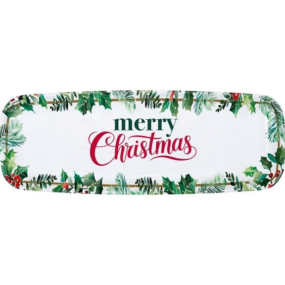 Creative Converting Christmas Decor Plastic Tray 17" X 6.5"