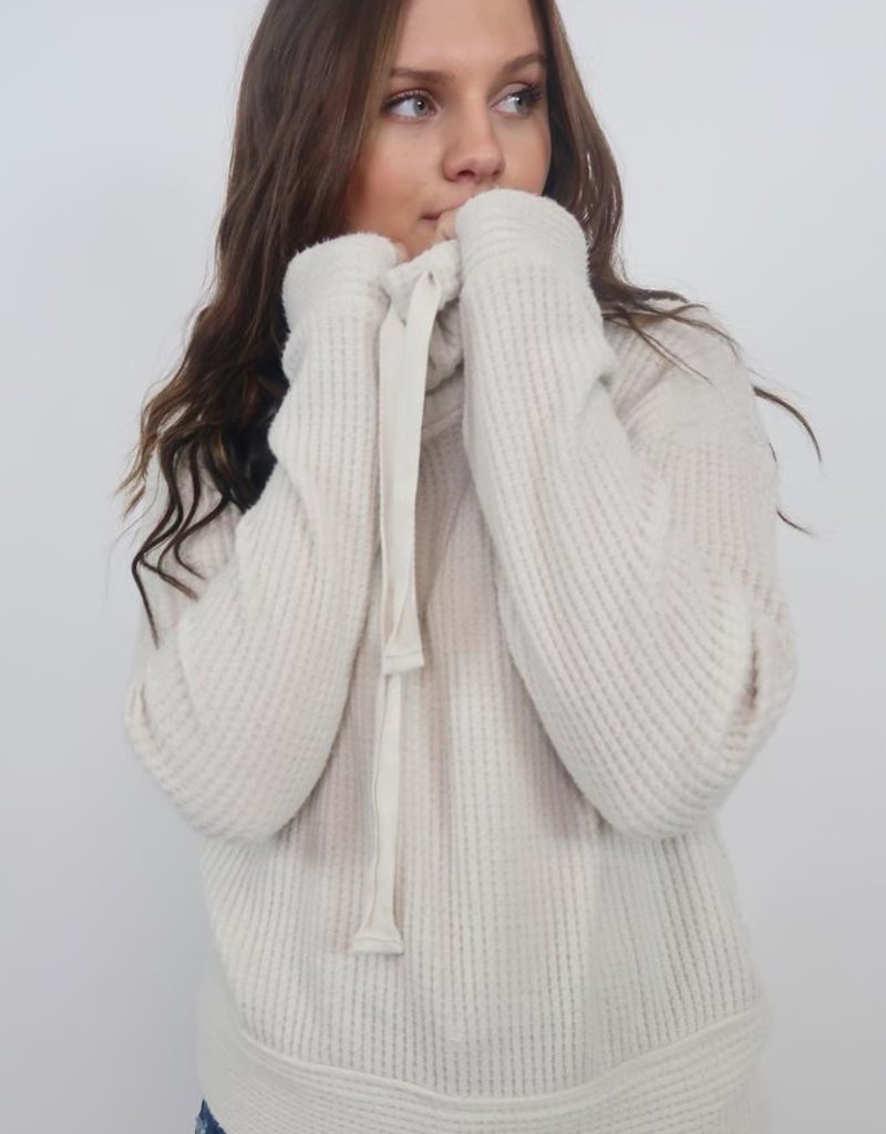 Z Supply ZT193139 The Cowl Neck Waffle Thermal Top in Champagne Mist