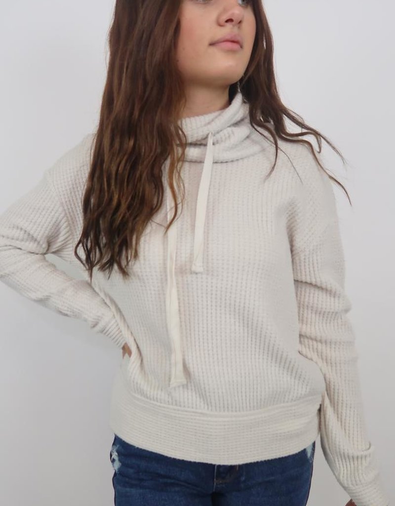 Z Supply ZT193139 The Cowl Neck Waffle Thermal Top in Champagne Mist