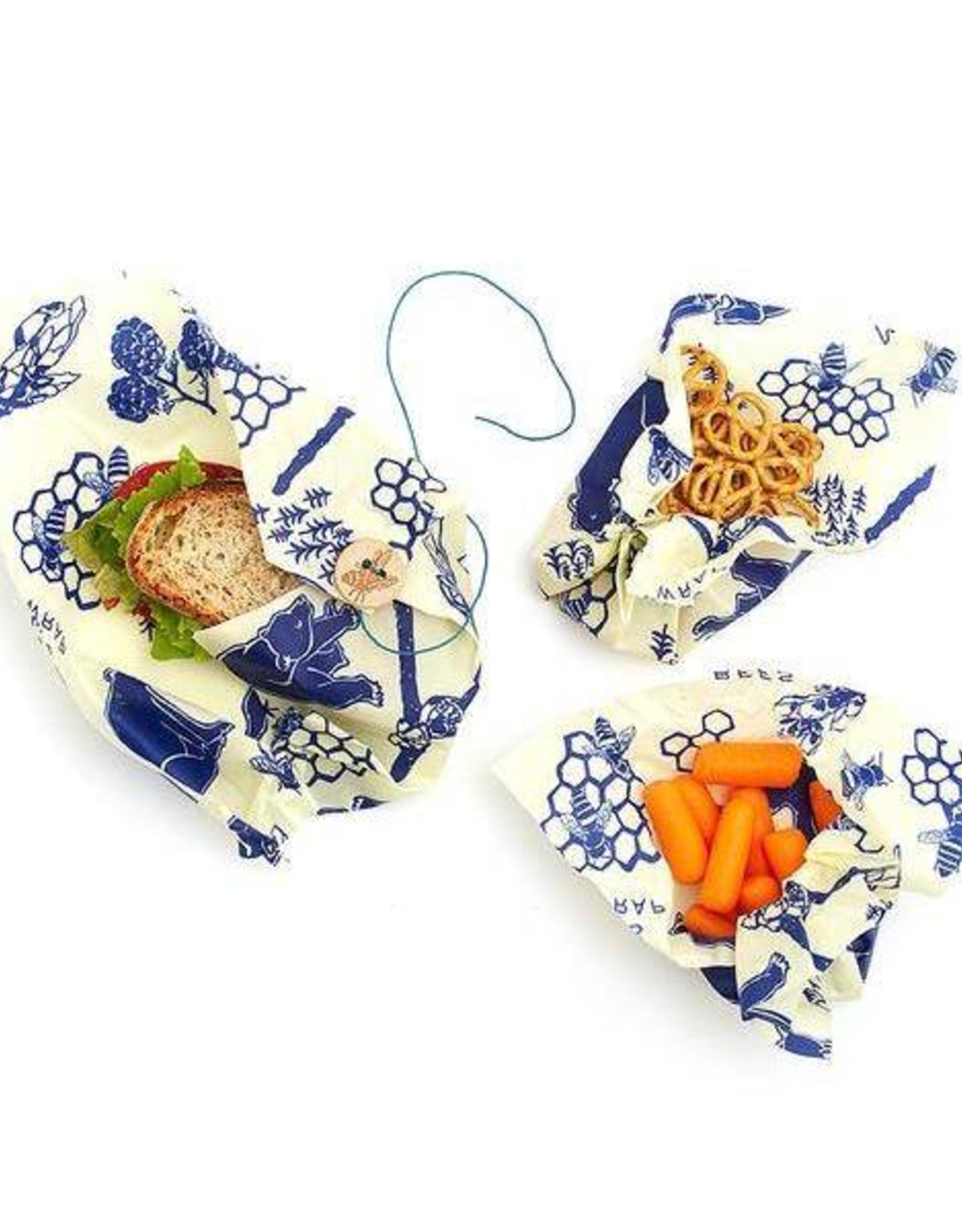 Beeswrap Lunch Pack- 2 Medium, 1 Sandwich Wrap- Bees & Bears - Eco Carmel