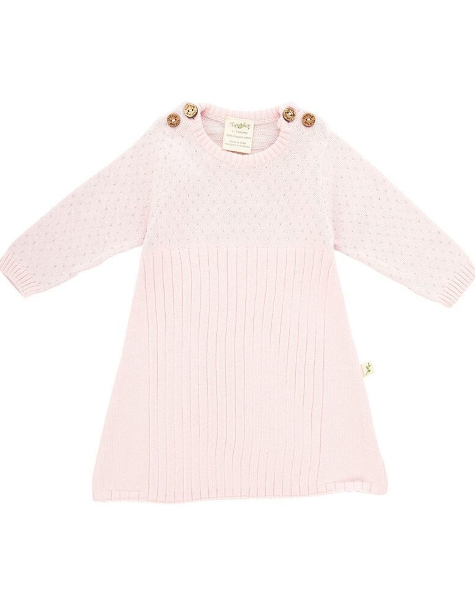 Tiny Twig Knit Jacquard Dress- Pink 12-18m