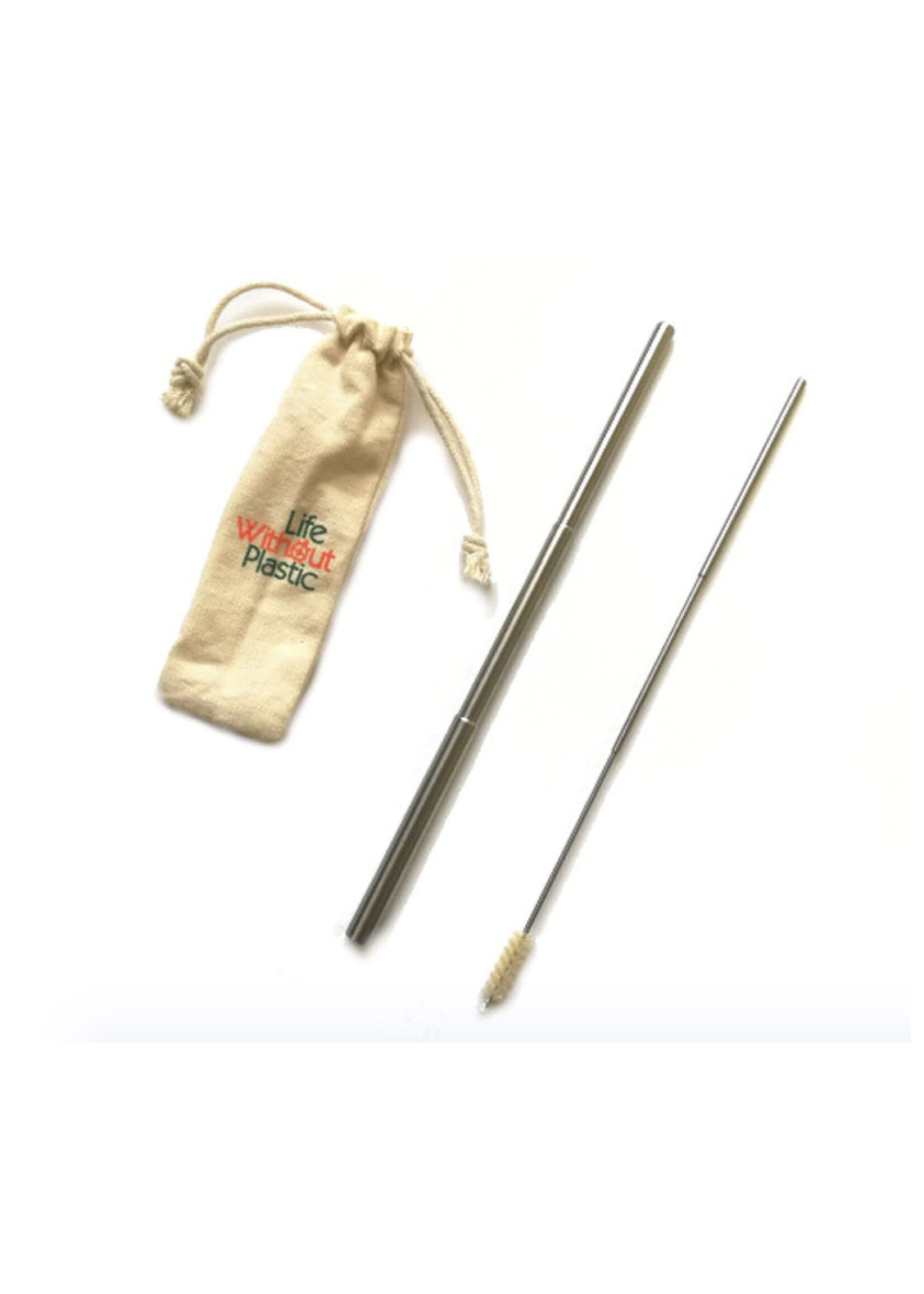 Life Without Plastic Telescopic Stainless Steel Straw with Cleaner & Pouch