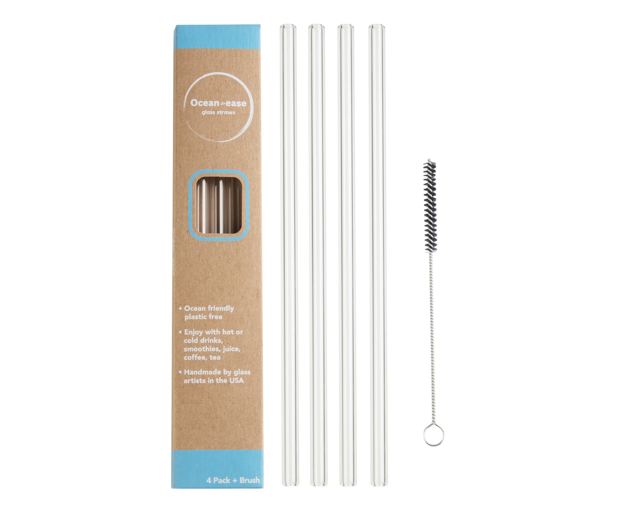 Naeco 18/8 Stainless Steel Reusable Straws With Cleaning Brush Set Of 4 