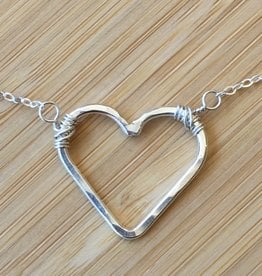 Open Heart Necklace- Silver