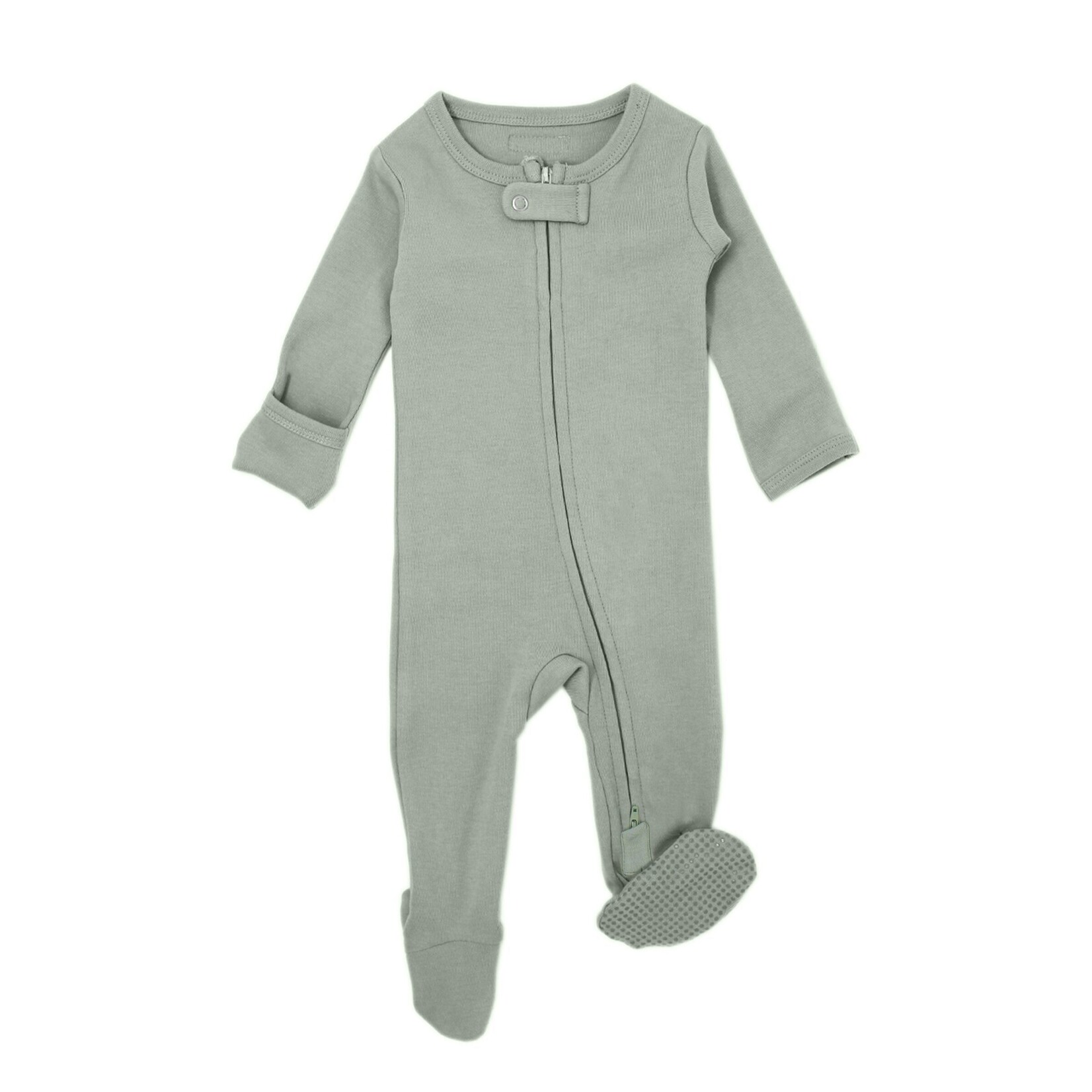 L'oved Baby Organic Zipper Footie- Seafoam