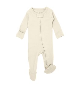 L'oved Baby Organic Zipper Footie- Beige