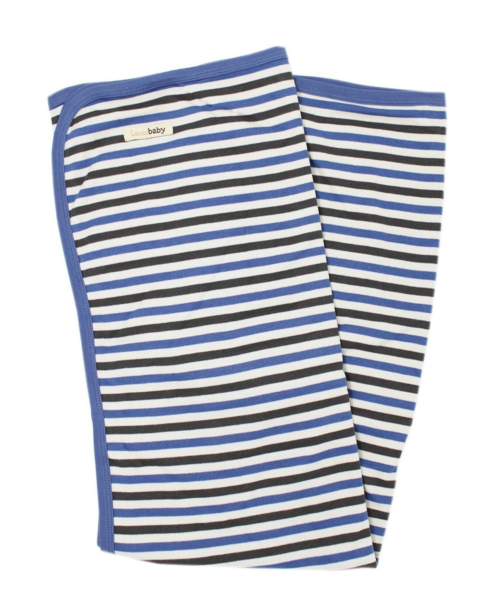 L'oved Baby Organic Stripe Swaddle Blanket- Slate