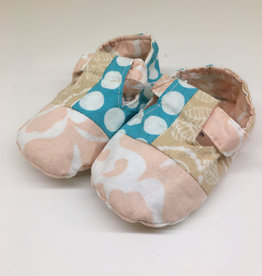 Scrappy Booties- Turquoise Dots- 6-12m