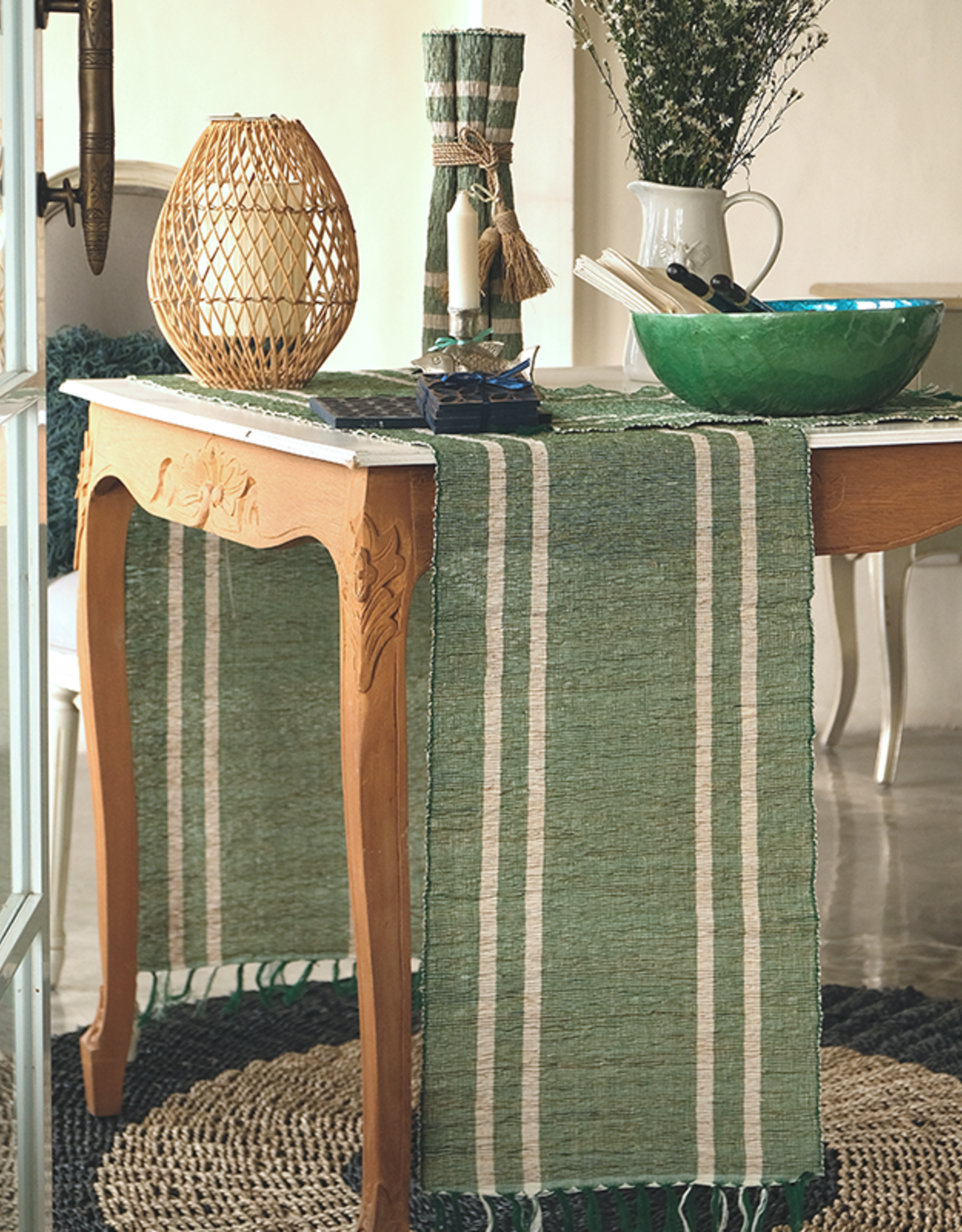 Vetiver Table Runner - Emerald