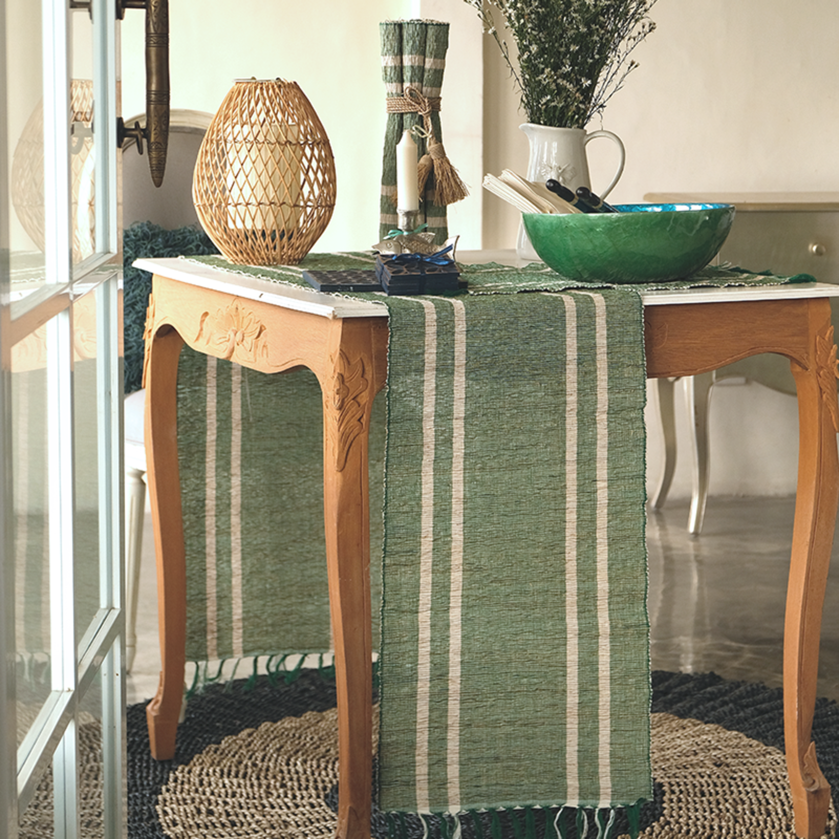Vetiver Table Runner - Emerald