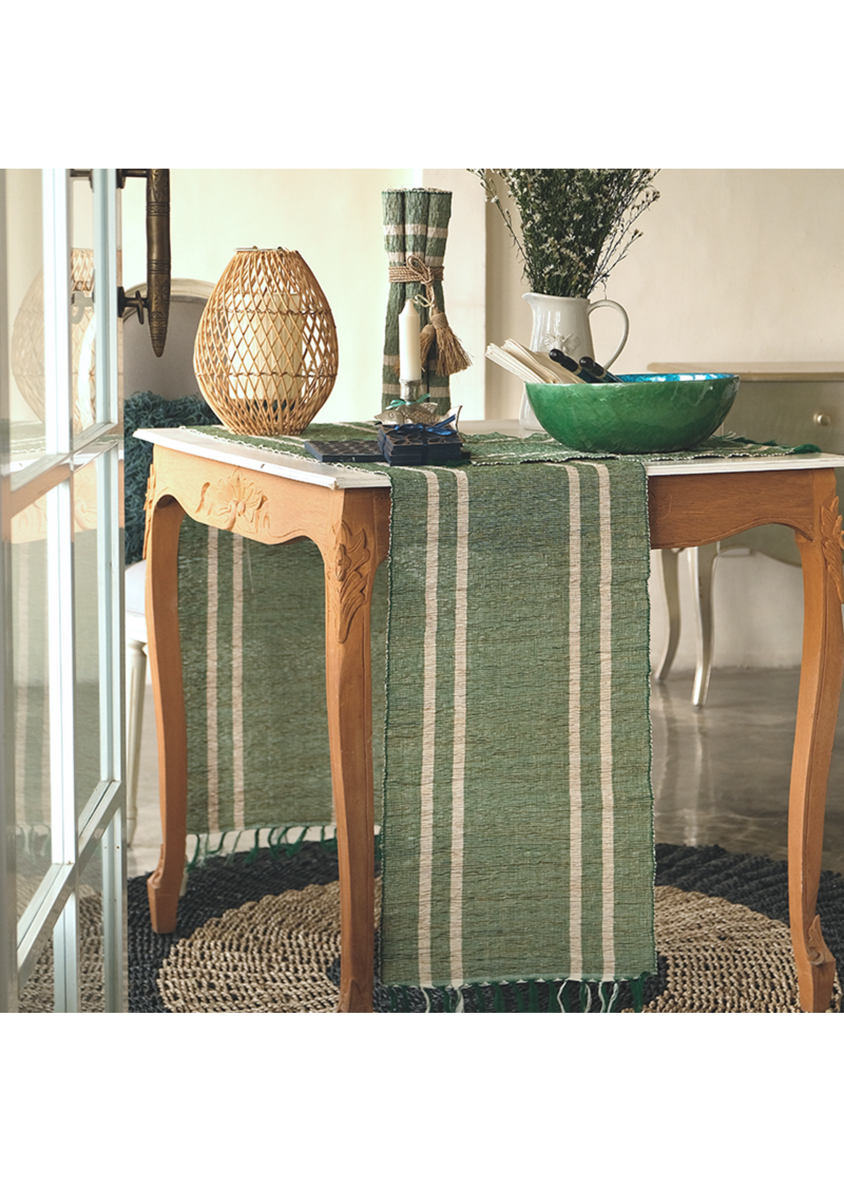 Vetiver Table Runner - Emerald