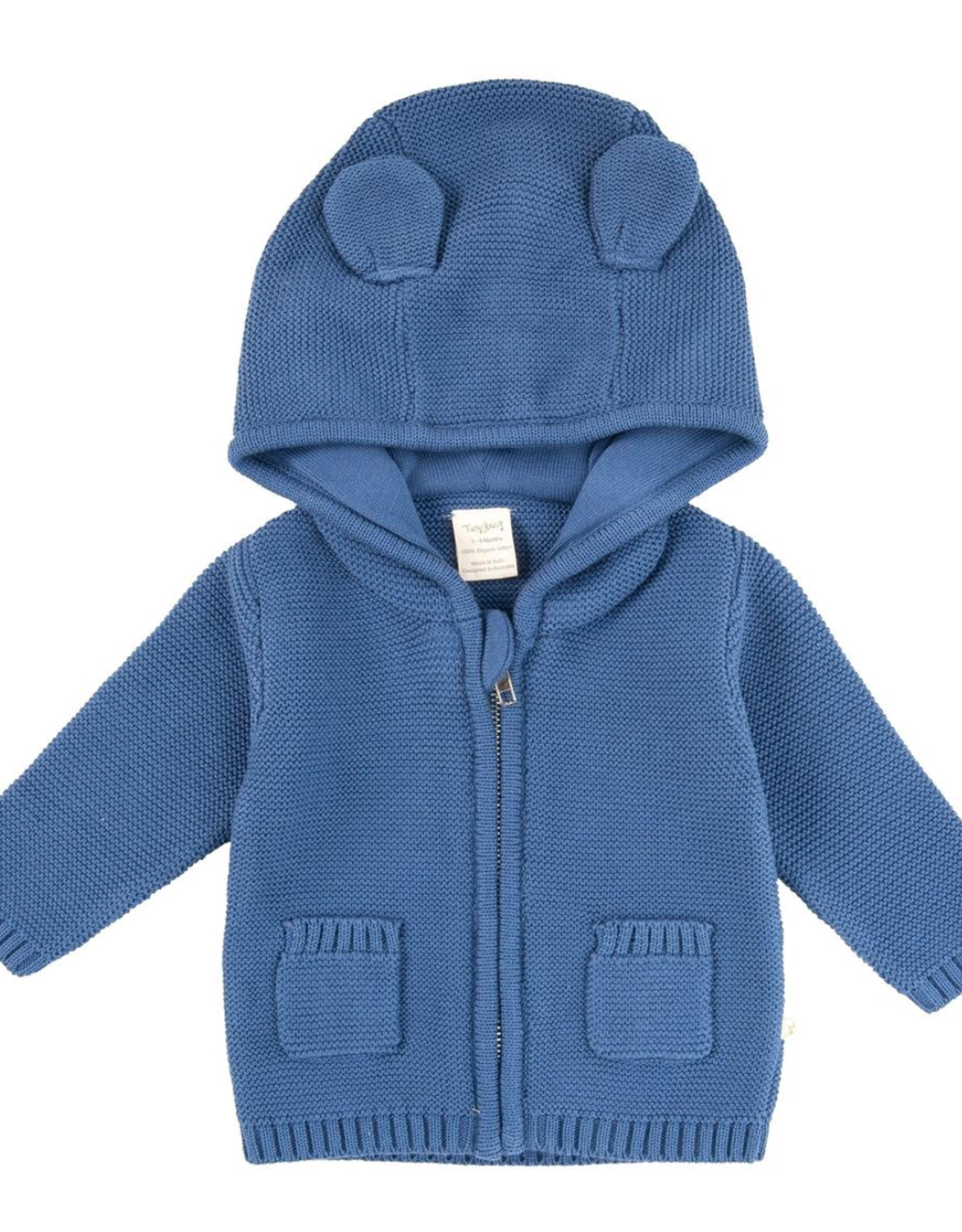 Tiny Twig Knitted Hoodie with Ears  Sapphire
